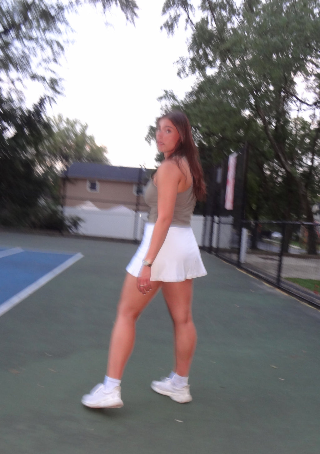 Sage Green Tank & White Skirt Set