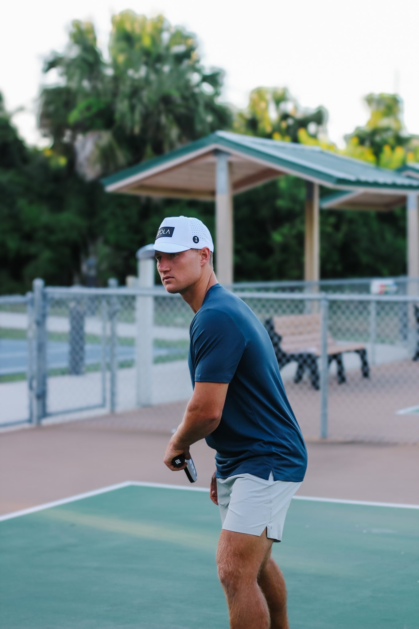 Men's Blue Tee & White Hat SET